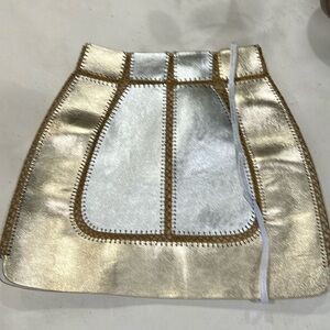 Brand New Cynthia Rowley Began Metallic Leather Patchwork Akirt